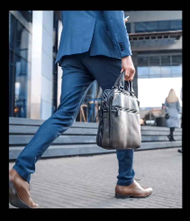 Business leader walking into an office